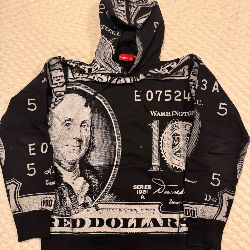 Supreme Black and White Dollar Graphic Hoodie